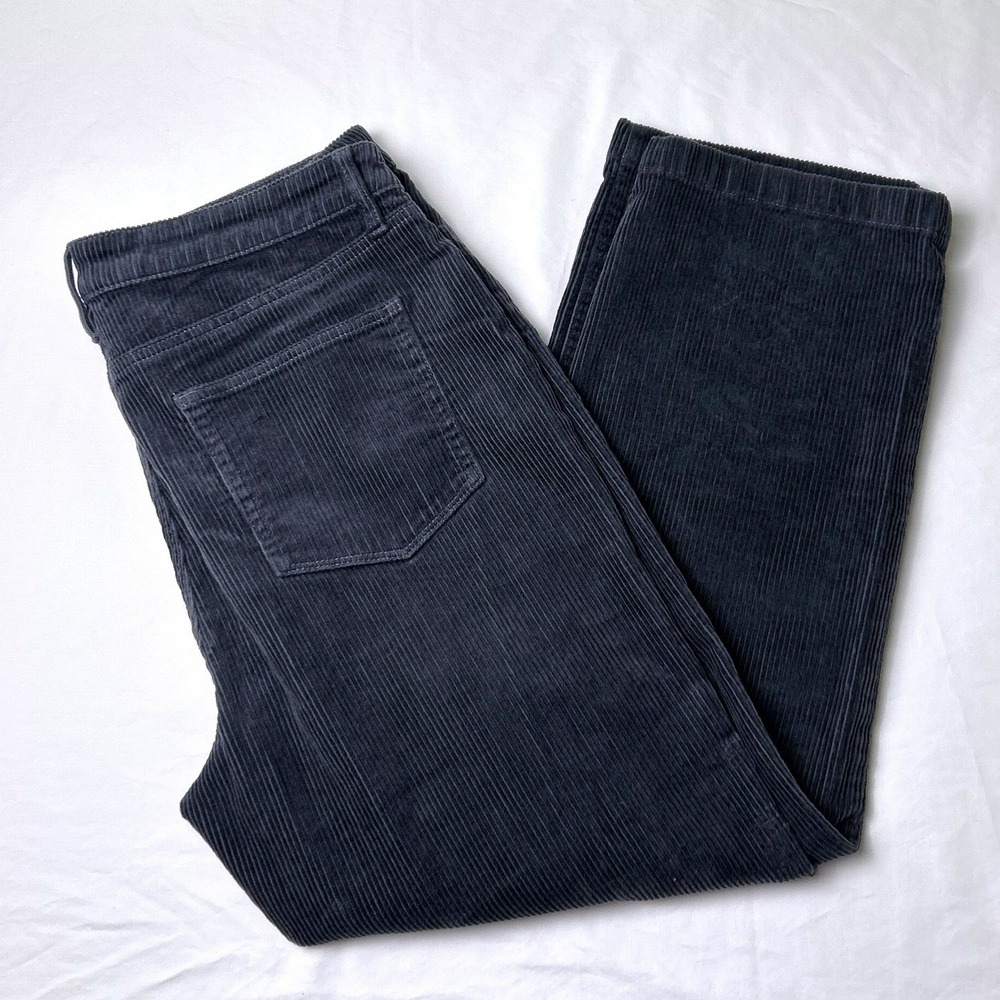 LOFT Womens High Rise Straight Leg Corduroy Pants Size 14 Charcoal Grey